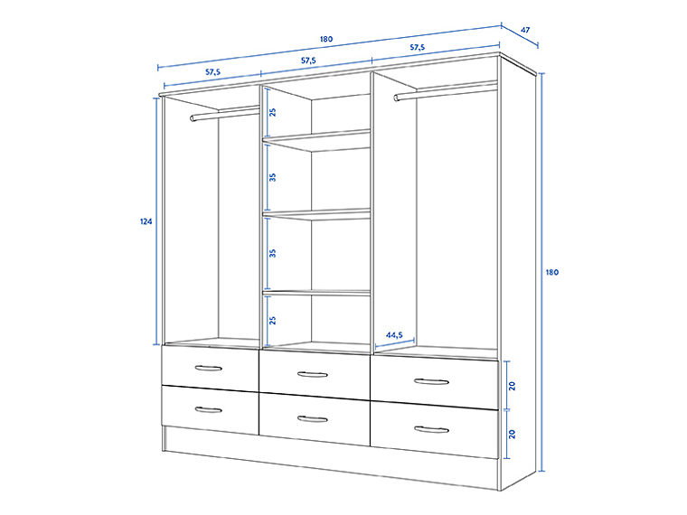 CLOSET CIC MAIPO 6 PUERTAS / 6 CAJONES 180 CM CEREZO 3