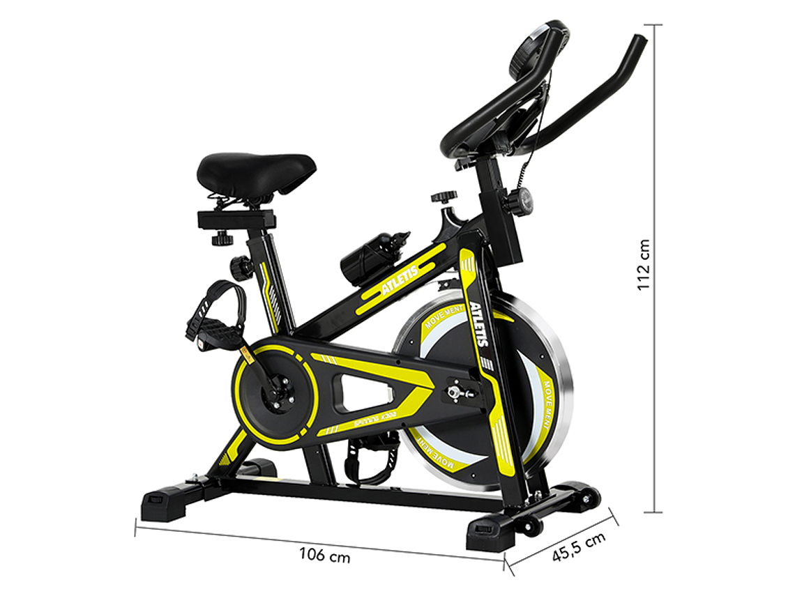 BICICLETA SPINNING ATLETIS 1635850 CAPACIDAD 120 KG K300 6 KG AMARILLO 2