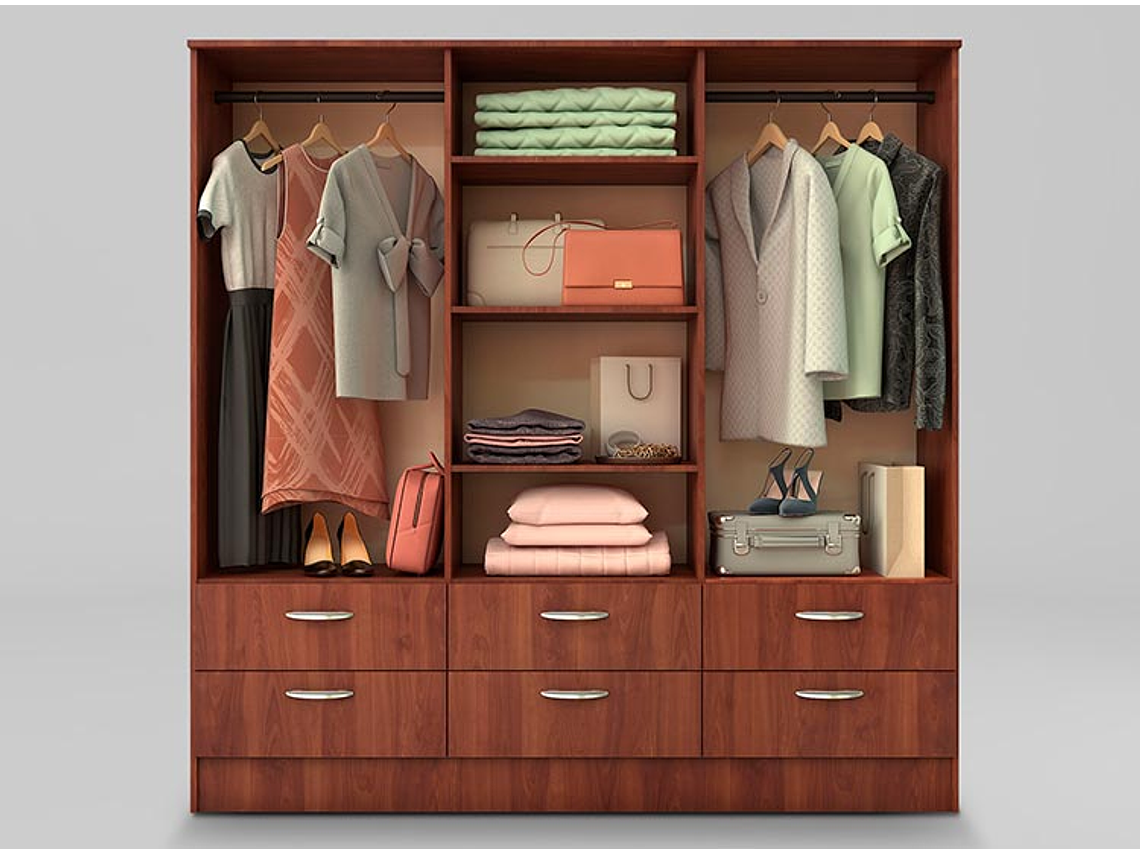 CLOSET CIC MAIPO 6 PUERTAS / 6 CAJONES 180 CM CEREZO 4