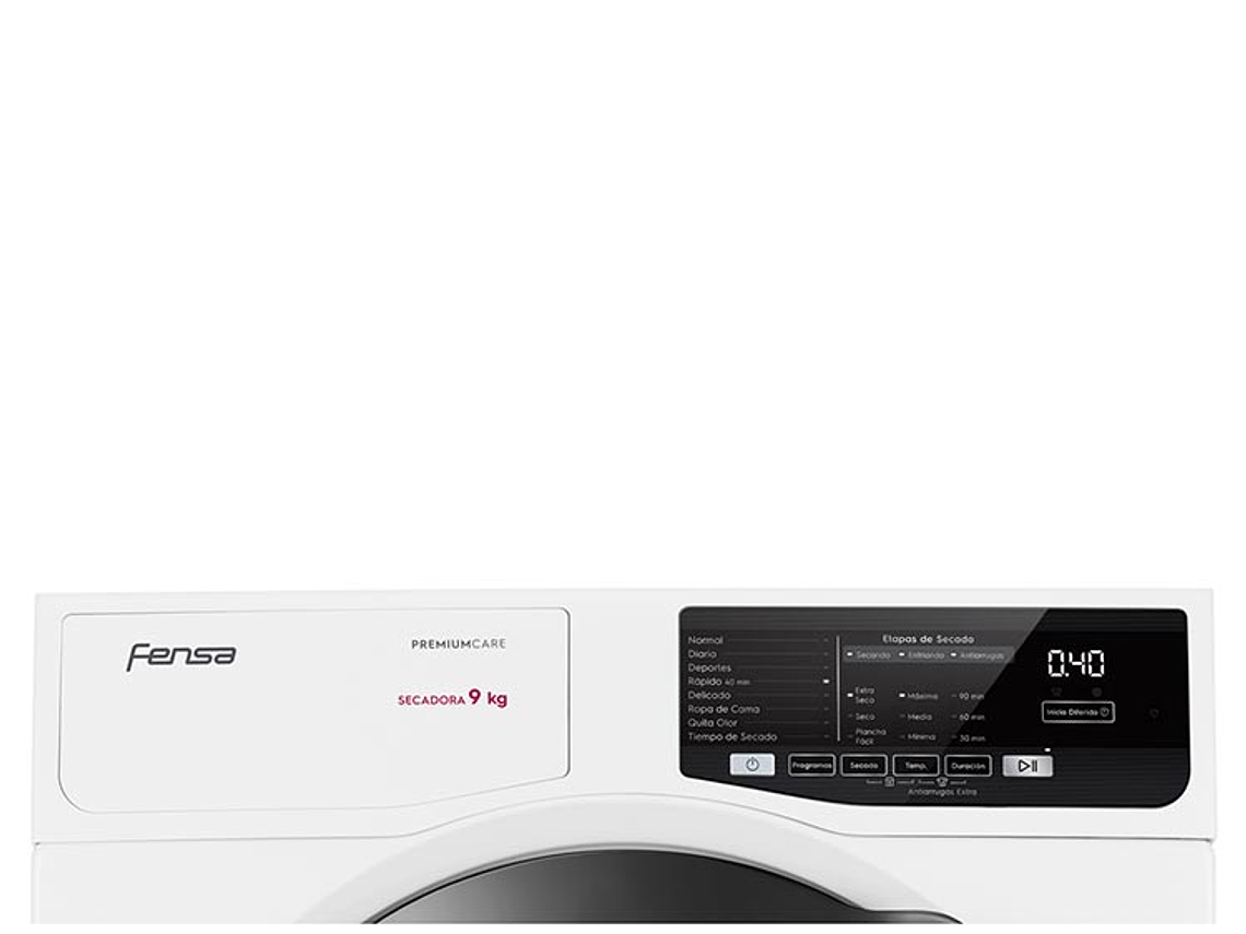 SECADORA DE ROPA POR VENTILACIÓN FENSA PREMUM CARE 9D 9KG BLANCO 4