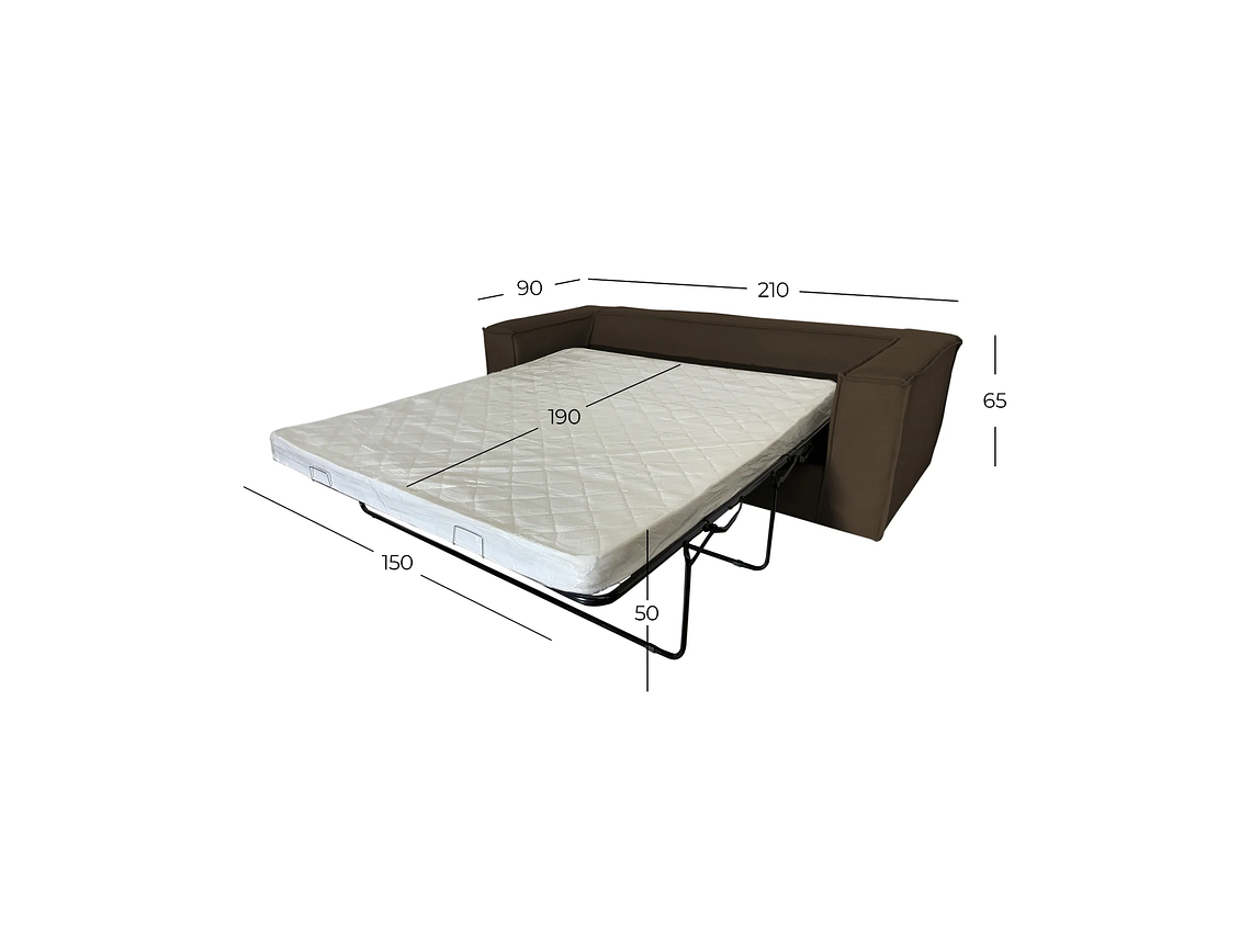 SOFA CAMA SOFAS HOME ENCO 3 CUERPOS FELPA CAFE 3