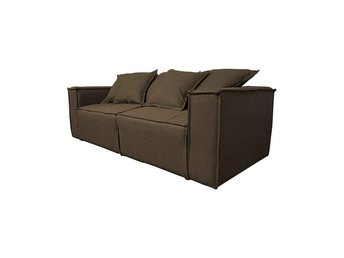 SOFA CAMA SOFAS HOME ENCO 3 CUERPOS FELPA CAFE 4