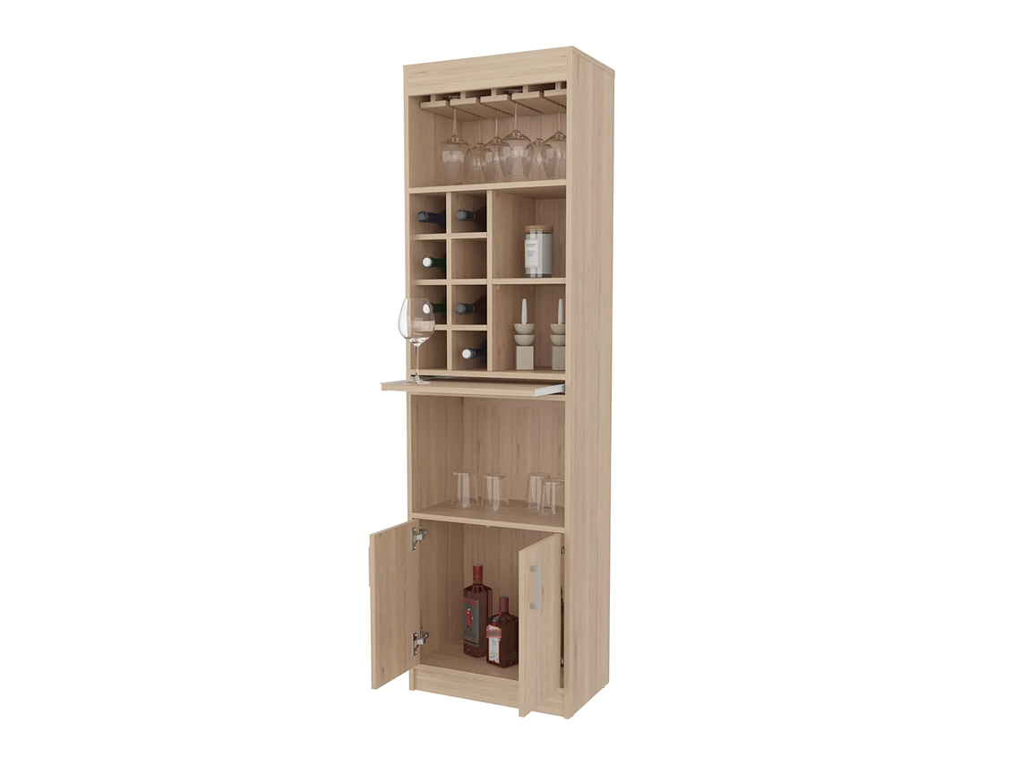 BAR FMFURNITURE ALTO 8 BOTELLEROS REPISA EXTENSIBLE FM 012A CAFE CLARO 2
