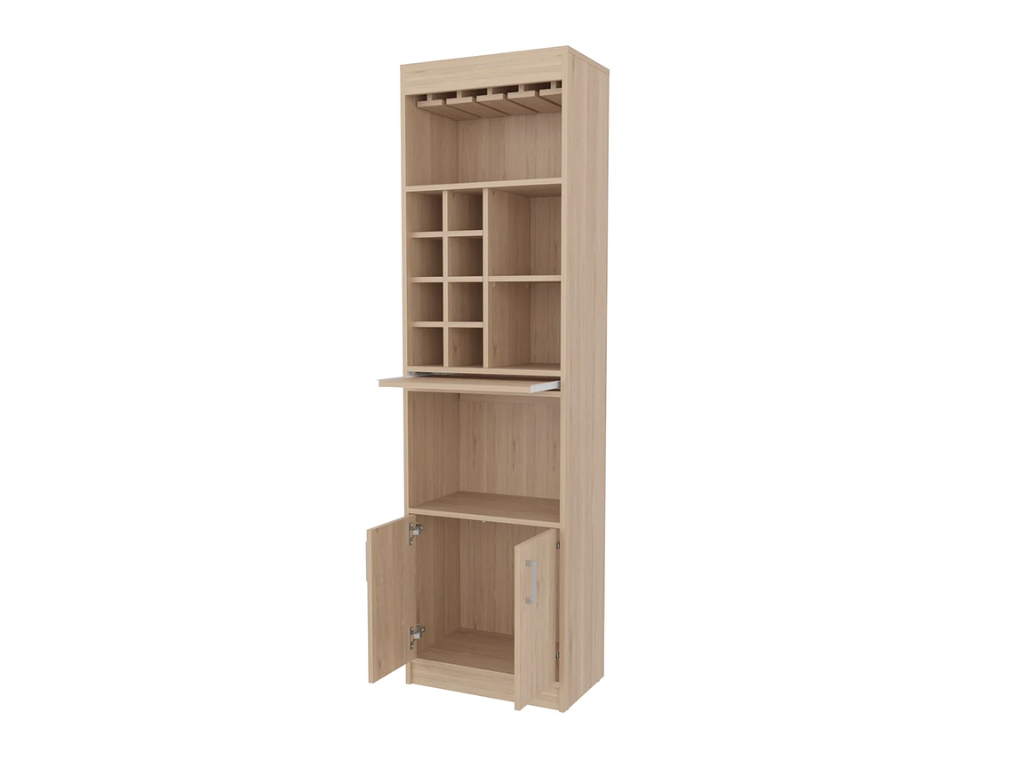 BAR FMFURNITURE ALTO 8 BOTELLEROS REPISA EXTENSIBLE FM 012A CAFE CLARO 3