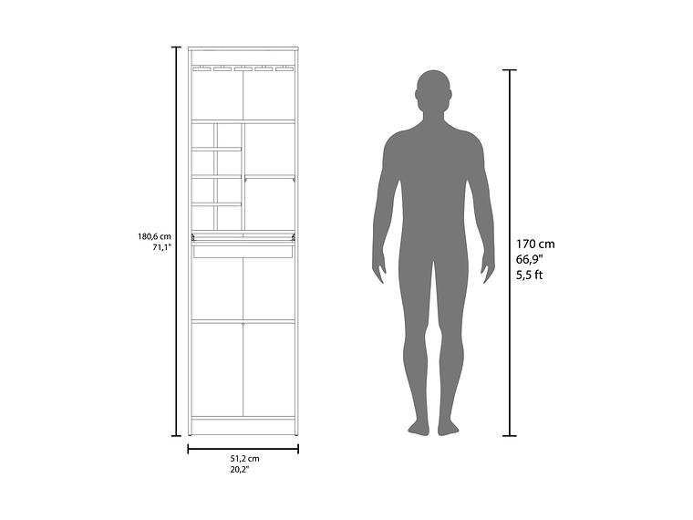 BAR FMFURNITURE ALTO 8 BOTELLEROS REPISA EXTENSIBLE FM 012A CAFE CLARO 4