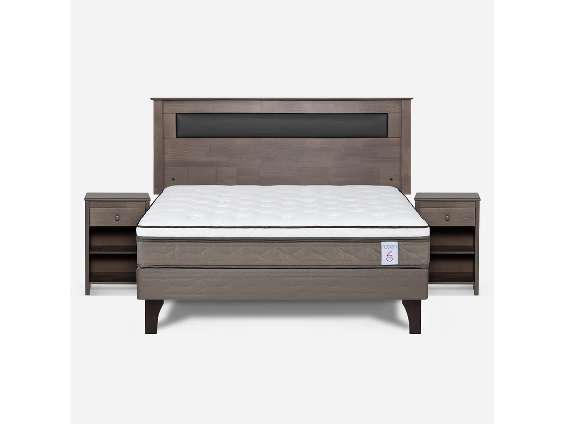 JUEGO DE DORMITORIO ROSEN CAMA EUROPEA NEW STYLE 6 BN 2 PLAZAS + SET FERRARA GRIS 1