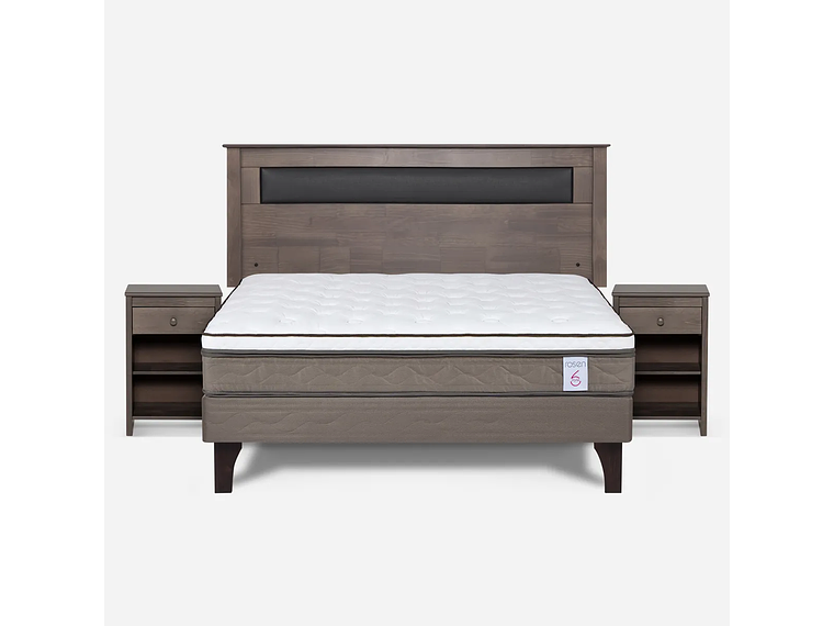 JUEGO DE DORMITORIO ROSEN CAMA EUROPEA NEW STYLE 6 BN 2 PLAZAS + SET FERRARA GRIS 1