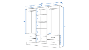 CLOSET CIC MAIPO 6 PUERTAS / 4 CAJONES 180 CM CEREZO NAT