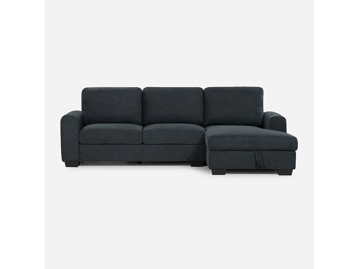 SOFÁ ROSEN 4 CUERPOS GRAFITO SECCIONAL BOSTON CON ALMACENAJE DERECHO TELA 1