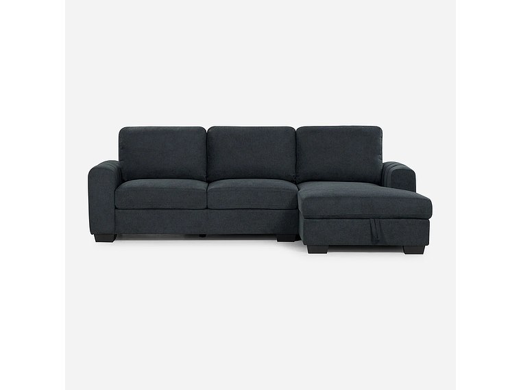 SOFÁ ROSEN 4 CUERPOS GRAFITO SECCIONAL BOSTON CON ALMACENAJE DERECHO TELA 1