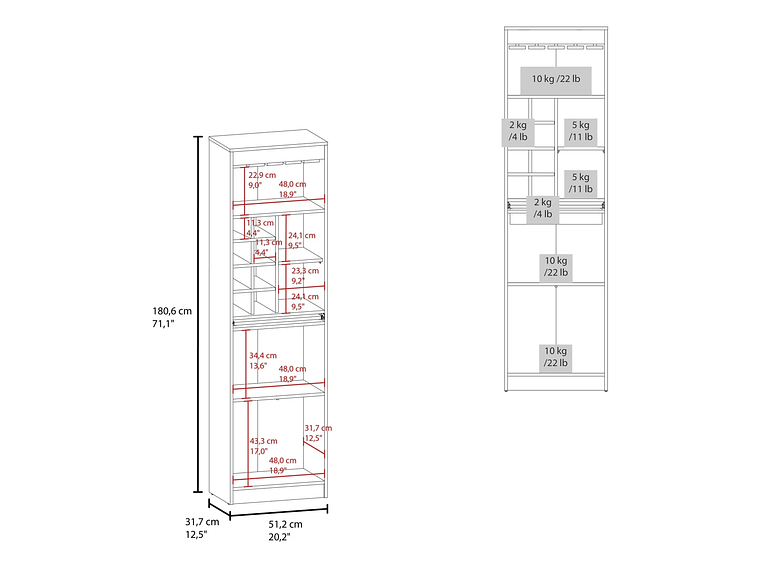 BAR FMFURNITURE ALTO 8 BOTELLEROS REPISA EXTENSIBLE FM 012A CAFE CLARO 7
