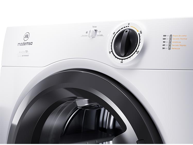 SECADORA DE ROPA POR VENTILACIÓN MADEMSA 7D BZG 7KG BLANCO 3