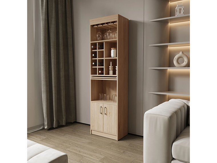 BAR FMFURNITURE ALTO 8 BOTELLEROS REPISA EXTENSIBLE FM 012A CAFE CLARO 8