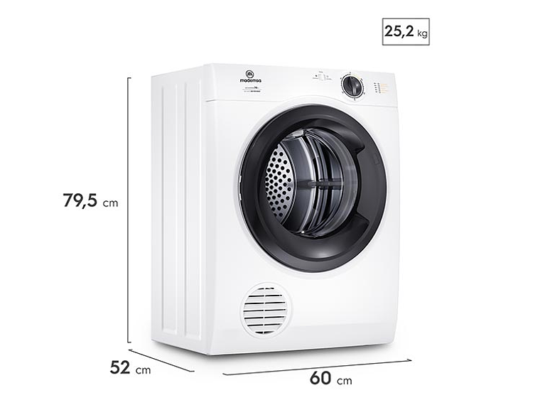 SECADORA DE ROPA POR VENTILACIÓN MADEMSA 7D BZG 7KG BLANCO 4