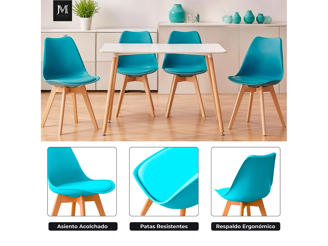 PACK 6 SILLAS DE COMEDOR TULIP ACOLCHADA 2