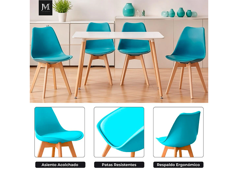 PACK 6 SILLAS DE COMEDOR TULIP ACOLCHADA 2