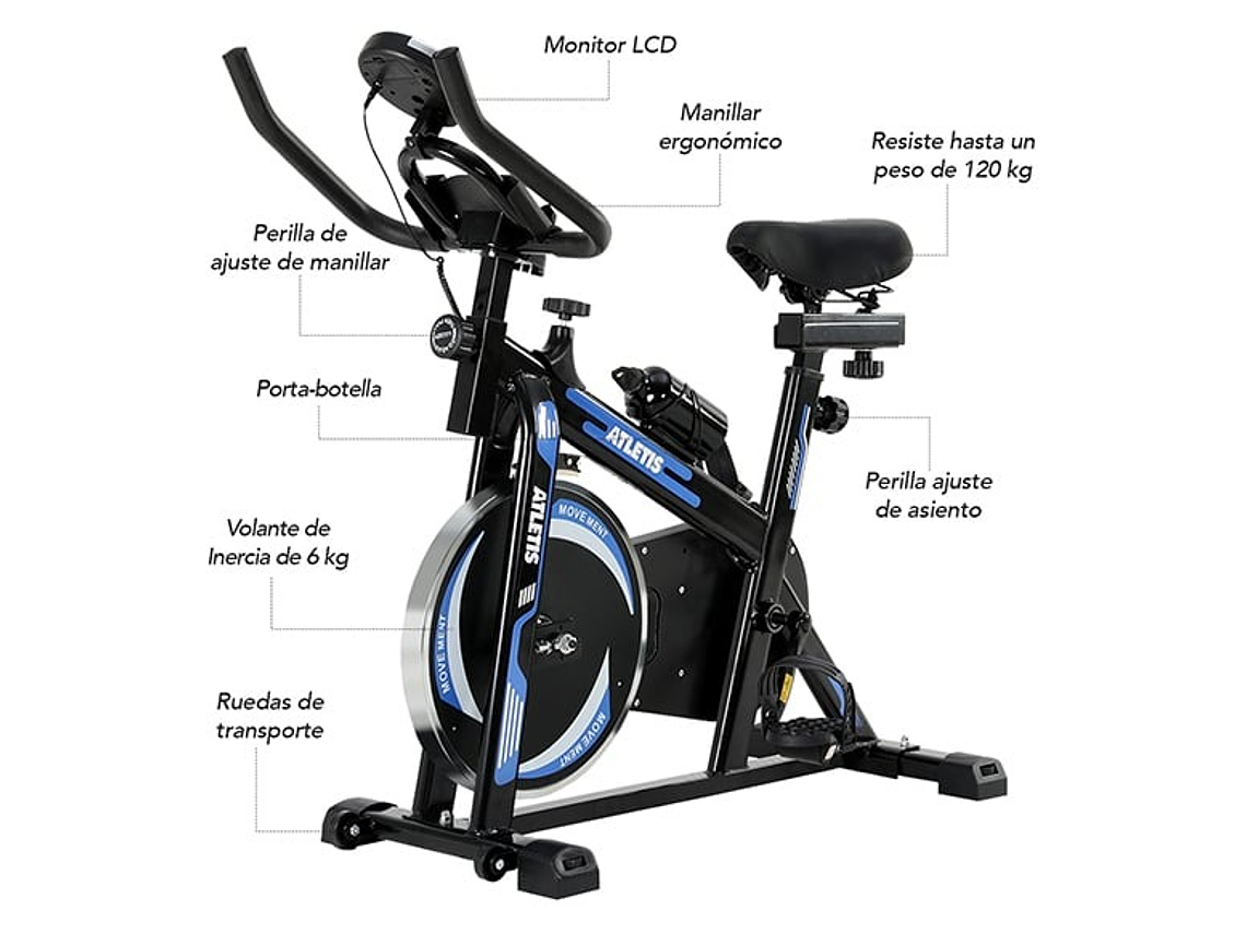 BICICLETA SPINNING K300 6KG AZUL 8