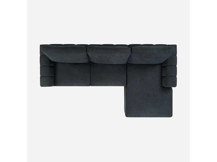 SOFÁ ROSEN 4 CUERPOS GRAFITO SECCIONAL BOSTON CON ALMACENAJE DERECHO TELA 4