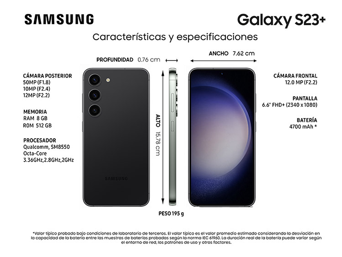 CELULAR SAMSUNG GALAXY S23+ 5G 512 GB 8 GB RAM 12MP 6.6