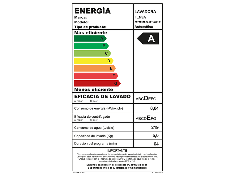 LAVADORA AUTOMÁTICA 16KG CARGA SUPERIOR PREMIUM CARE 16 ONIX 6