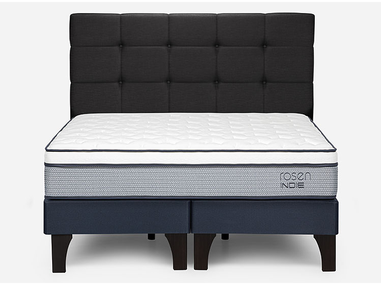 JUEGO DE DORMITORIO ROSEN CAMA EUROPEA INDIE BD 2 PLAZAS + RESPALDO ISSEY GRIS 1