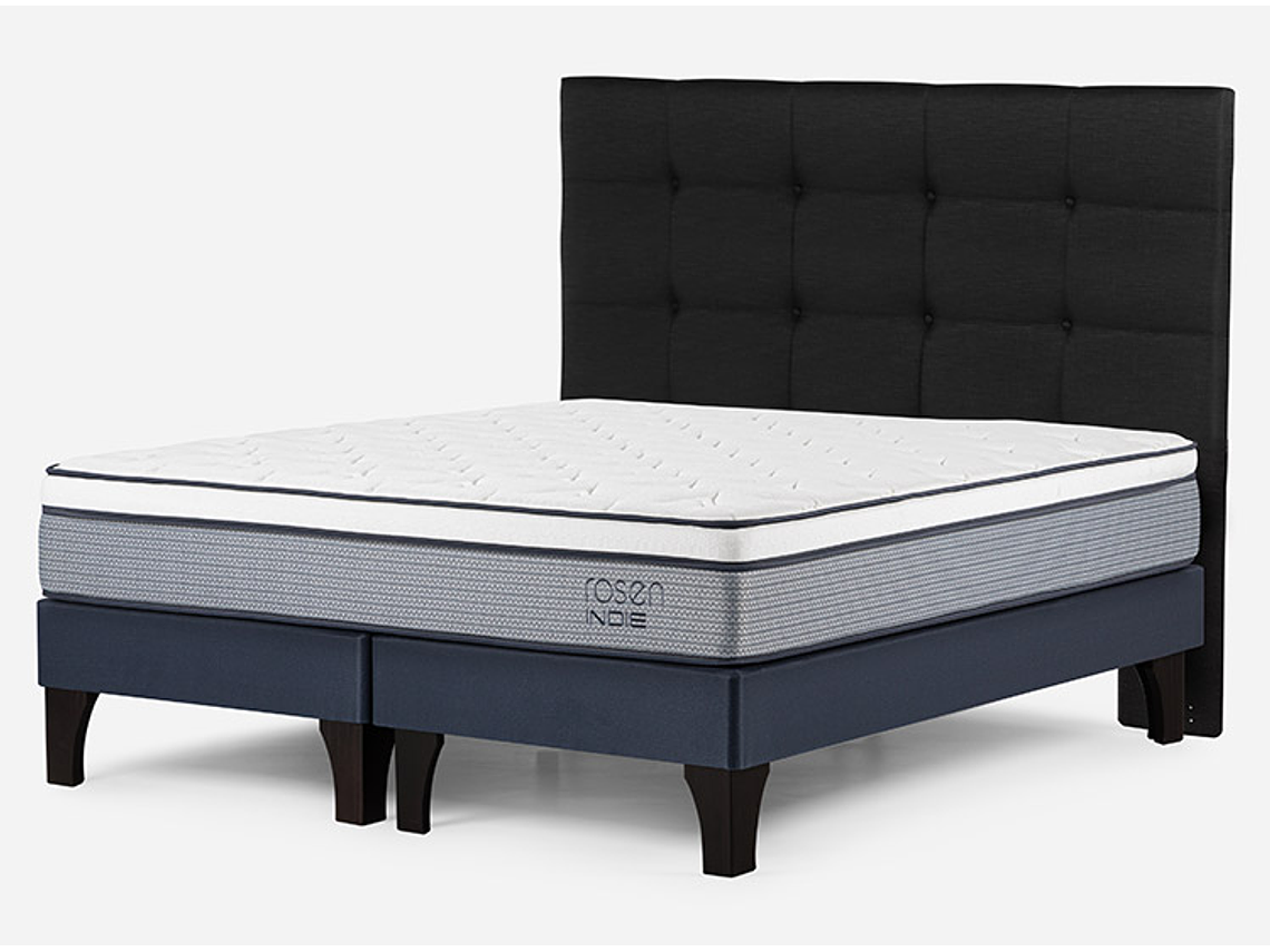 JUEGO DE DORMITORIO ROSEN CAMA EUROPEA INDIE BD 2 PLAZAS + RESPALDO ISSEY GRIS 4
