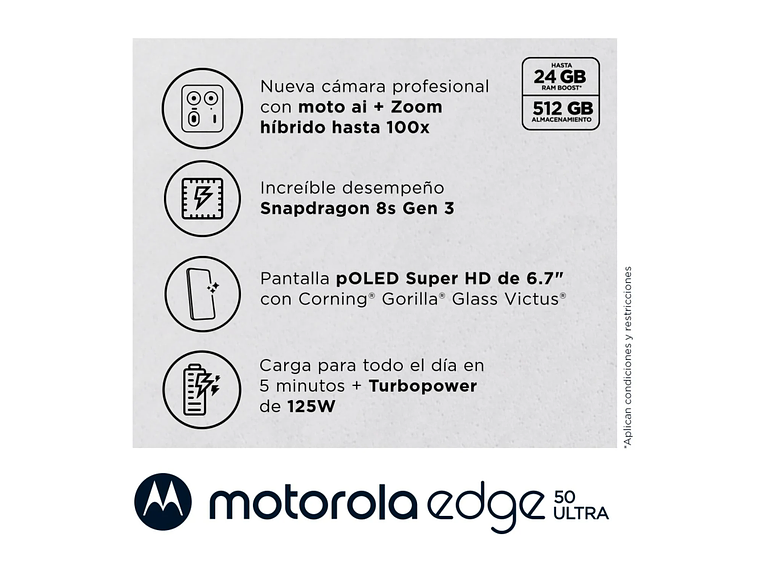 CELULAR MOTOROLA EDGE 50 ULTRA 512 GB 12 GB RAM TAMAÑO 1 6