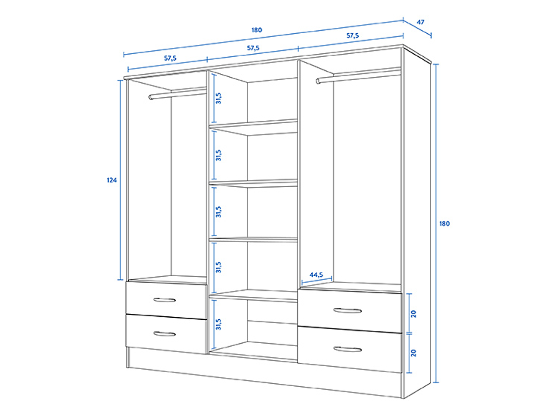 CLOSET CIC MAIPO 6 PUERTAS / 4 CAJONES 180 CM CHOCOLATE 5