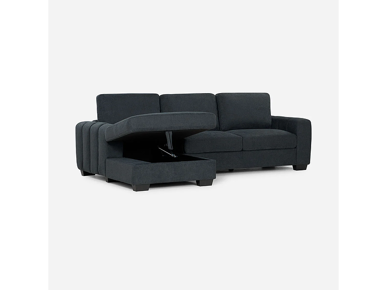 SOFÁ ROSEN 4 CUERPOS GRAFITO SECCIONAL BOSTON CON ALMACENAJE IZQUIERDO TELA 1