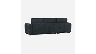 SOFÁ ROSEN 4 CUERPOS GRAFITO SECCIONAL BOSTON CON ALMACENAJE IZQUIERDO TELA