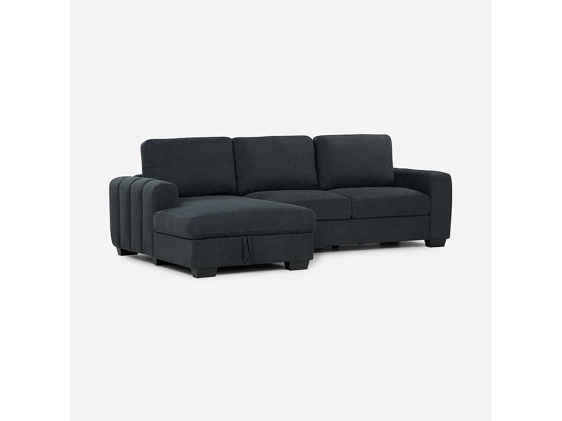 SOFÁ ROSEN 4 CUERPOS GRAFITO SECCIONAL BOSTON CON ALMACENAJE IZQUIERDO TELA 3