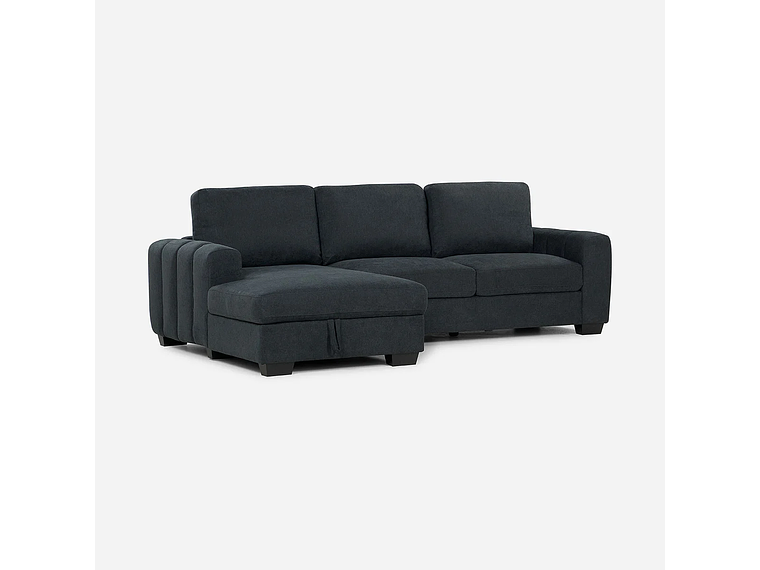 SOFÁ ROSEN 4 CUERPOS GRAFITO SECCIONAL BOSTON CON ALMACENAJE IZQUIERDO TELA 3