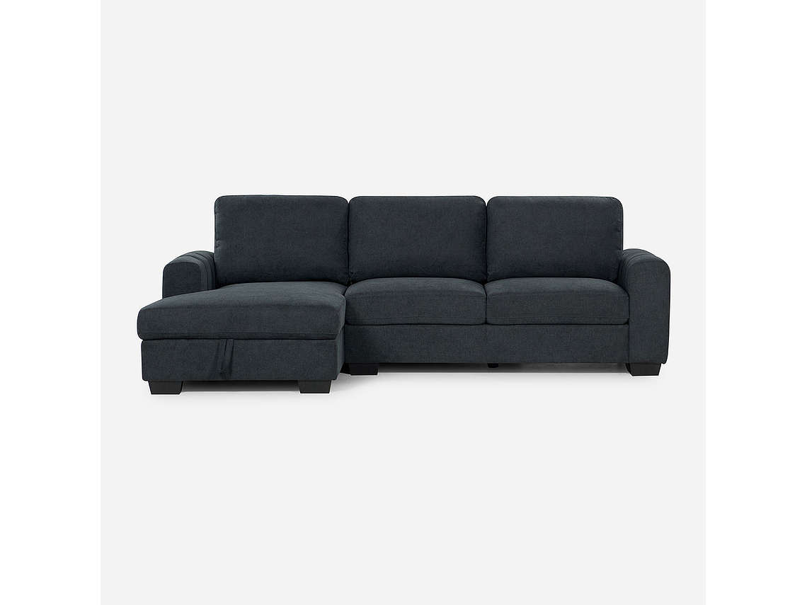 SOFÁ ROSEN 4 CUERPOS GRAFITO SECCIONAL BOSTON CON ALMACENAJE IZQUIERDO TELA 6