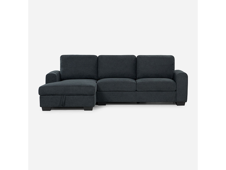 SOFÁ ROSEN 4 CUERPOS GRAFITO SECCIONAL BOSTON CON ALMACENAJE IZQUIERDO TELA 6
