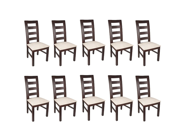 SILLAS ARTHOME AMELIA MADERA CHOCOLATE PACK 10 TAPIZ BEIGE JASPEADO 1