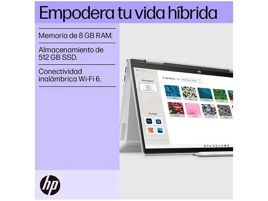 NOTEBOOK HP PAVILION X360 14-EK0010LA INTEL CORE I3 8 GB RAM 512 GB SSD PANTALLA TOUCH 14