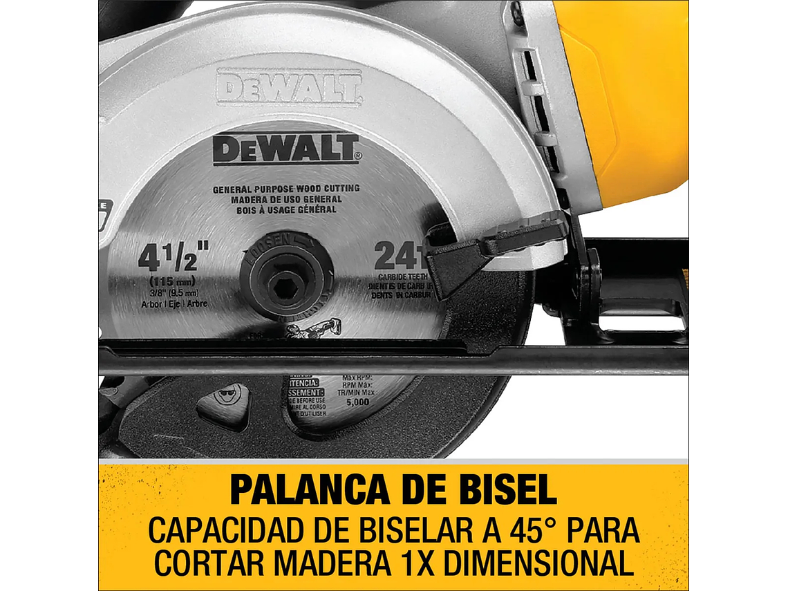SIERRA DEWALT CIRCULAR 4.1/2 20 V DCS571B SIN BATERIAS METAL 3