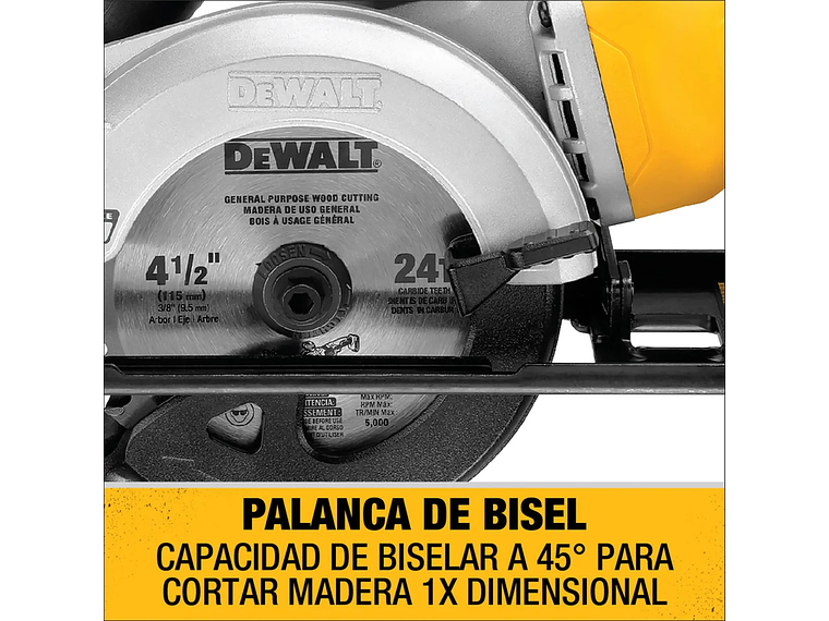 SIERRA DEWALT CIRCULAR 4.1/2 20 V DCS571B SIN BATERIAS METAL 3
