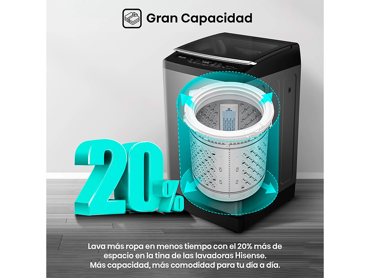 LAVADORA CARGA SUPERIOR HISENSE WT3J1323UT 13KG GRIS 6