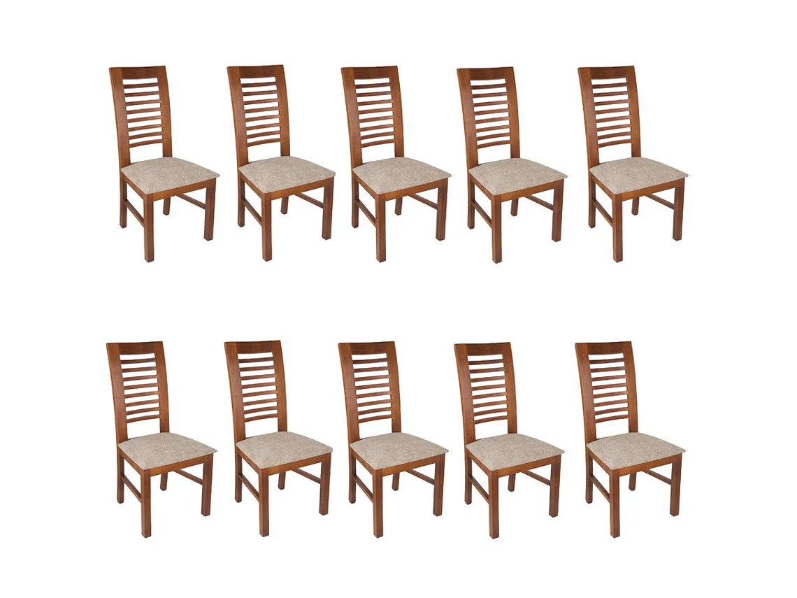 SILLAS ARTHOME LUCIANA MADERA PACK 10 MIEL TAPIZ CAFÉ JASPEADO 1