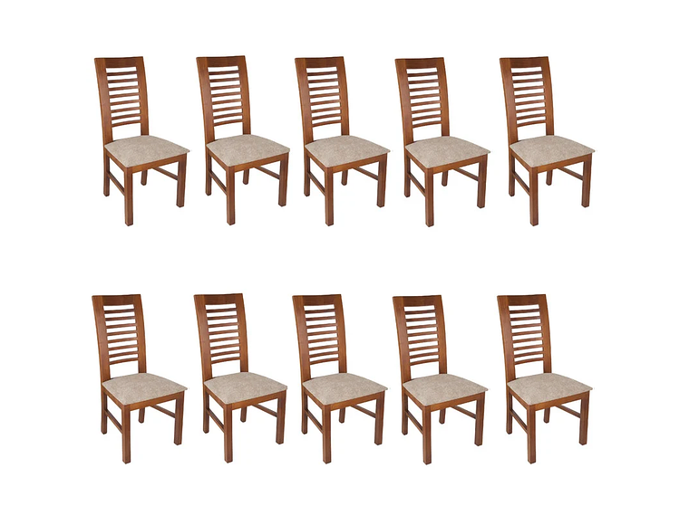 SILLAS ARTHOME LUCIANA MADERA PACK 10 MIEL TAPIZ CAFÉ JASPEADO 1