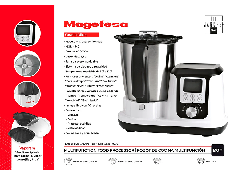 ROBOT DE COCINA MAGEFESA MAGCHEF WHITE MGF4540 3