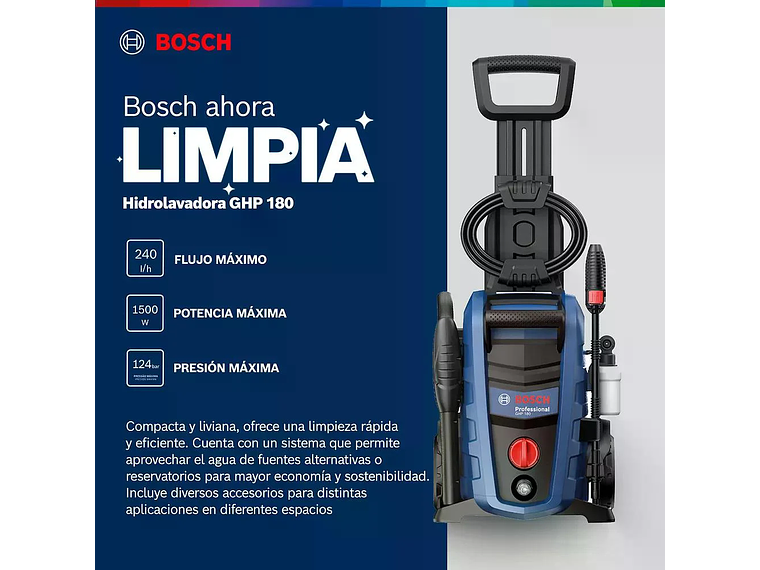 HIDROLAVADORA BOSCH GHP 220 2100W 152 BAR 7