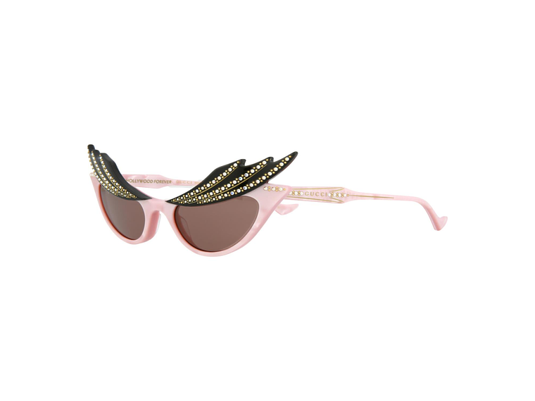 GAFAS DE SOL GUCCI DE ACETATO CON MONTURA EN FORMA DE OJO DE GATO PARA MUJER EN ROSA Y MARRÓN 3