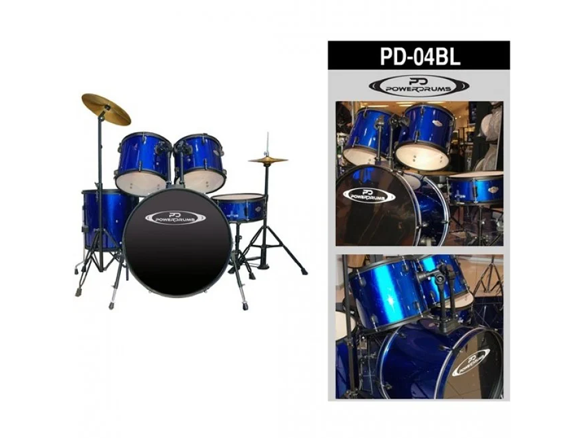 SET DE BATERÍA POWERDRUMS PD-04 12 13 16 PULGADAS AZUL 1