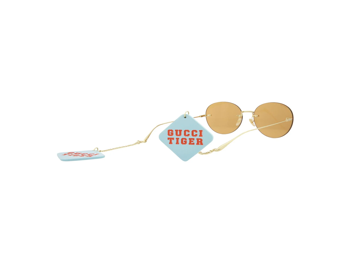 GAFAS DE SOL GUCCI DE METAL CON MONTURA REDONDA PARA MUJER EN DORADO Y NARANJA 4