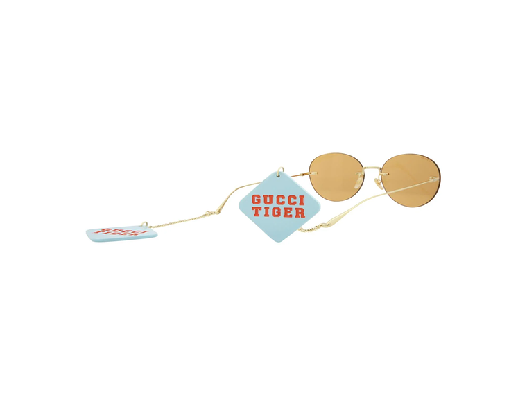 GAFAS DE SOL GUCCI DE METAL CON MONTURA REDONDA PARA MUJER EN DORADO Y NARANJA 4