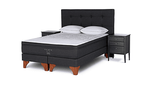BOX SPRING ROSEN TEMPO BD 2 PL + SET ISSEY GRAFITO + ALMOHADAS