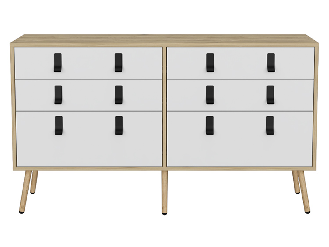 CÓMODA TUHOME HUNA DOBLE 6 CAJONES CAFÉ CLARO 1