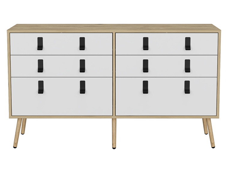 CÓMODA TUHOME HUNA DOBLE 6 CAJONES CAFÉ CLARO 1